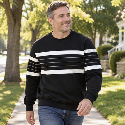 💎 Exclusive Deal 🧶 Men's Casual Crewneck Striped Sweatshirt ✨ soft fabric, crew neck, striped casual pullover