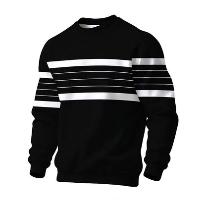 💎 Exclusive Deal 🧶 Men's Casual Crewneck Striped Sweatshirt ✨ soft fabric, crew neck, striped casual pullover