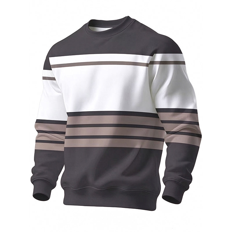 💎 Exclusive Deal 🧶 Men's Casual Crewneck Striped Sweatshirt ✨ soft fabric, crew neck, striped casual pullover