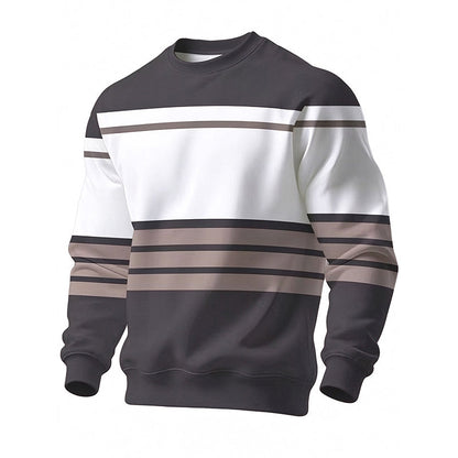 💎 Exclusive Deal 🧶 Men's Casual Crewneck Striped Sweatshirt ✨ soft fabric, crew neck, striped casual pullover