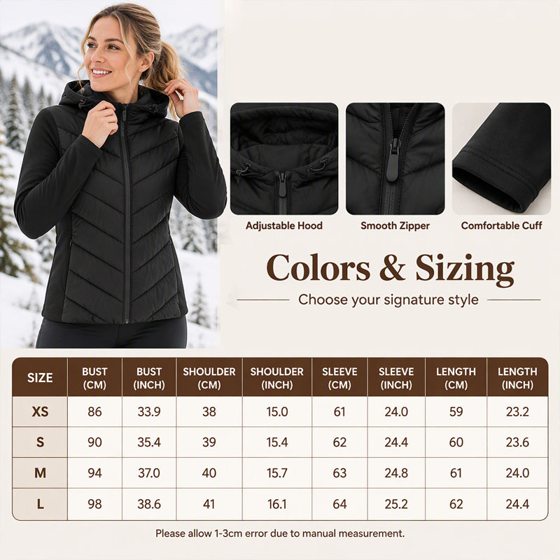 Women's Hooded Patchwork Quilted Padded Jacket