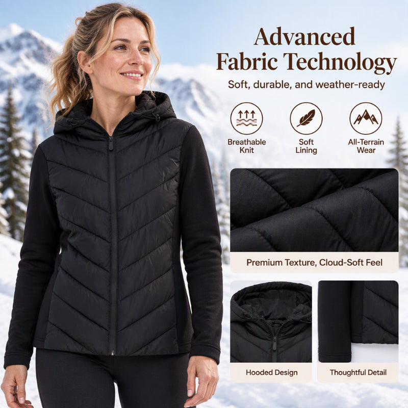 Women's Hooded Patchwork Quilted Padded Jacket