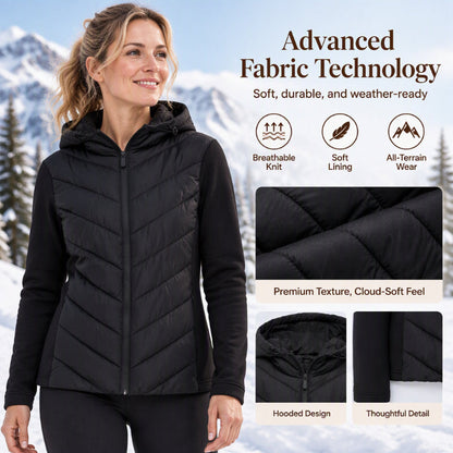 Women's Hooded Patchwork Quilted Padded Jacket