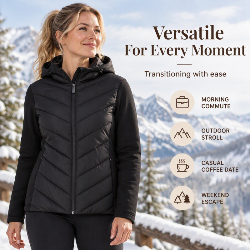 Women's Hooded Patchwork Quilted Padded Jacket