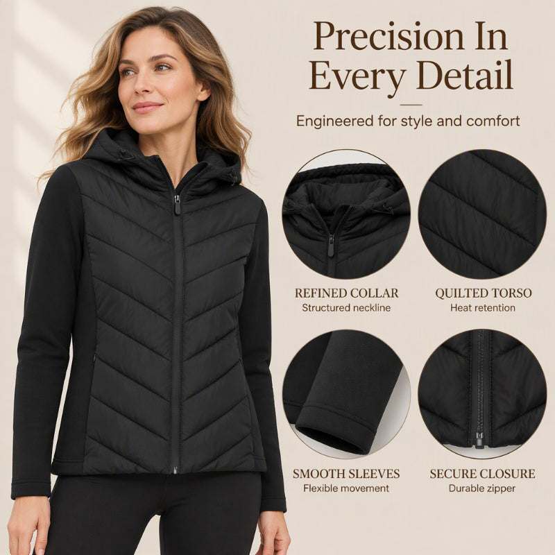 Women's Hooded Patchwork Quilted Padded Jacket