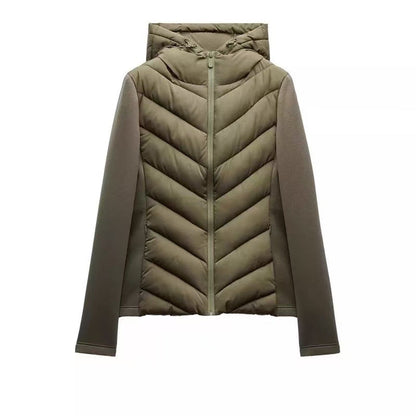 Women's Hooded Patchwork Quilted Padded Jacket