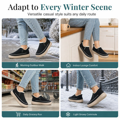 Women's Slip On Snow Boots Warm Comfortable Non Slip Winter Cotton Shoes with Wide Fit