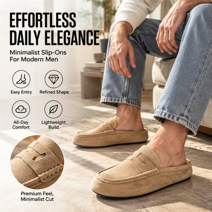 Men's Faux Suede Platform Slip-On Half Slippers🥠𝙁𝙧𝙚𝙚 𝙎𝙝𝙞𝙥𝙥𝙞𝙣𝙜