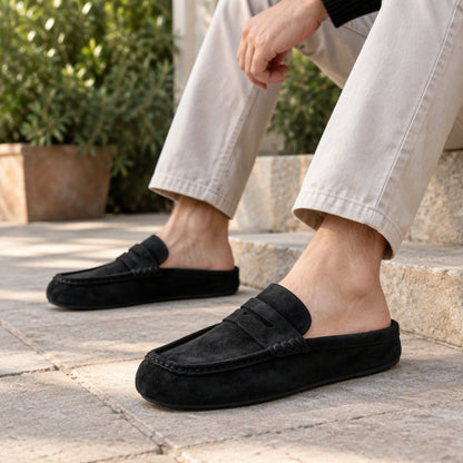 Men's Faux Suede Platform Slip-On Half Slippers🥠𝙁𝙧𝙚𝙚 𝙎𝙝𝙞𝙥𝙥𝙞𝙣𝙜