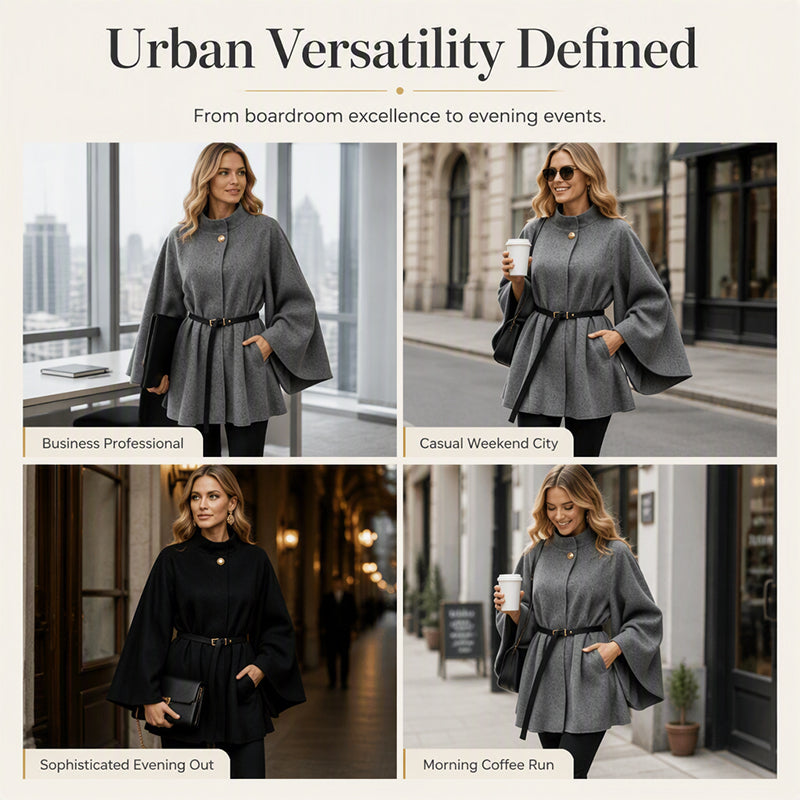 🌸 Women's Elegant Stand Collar Cape Coat