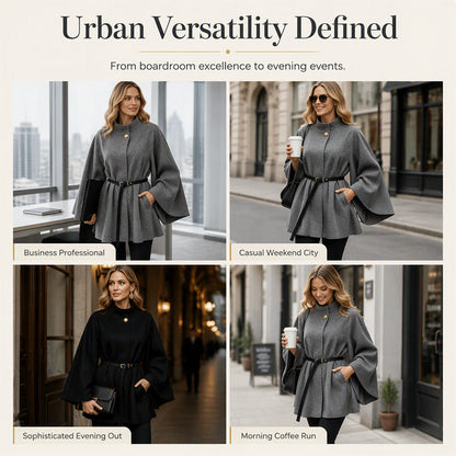 🌸 Women's Elegant Stand Collar Cape Coat