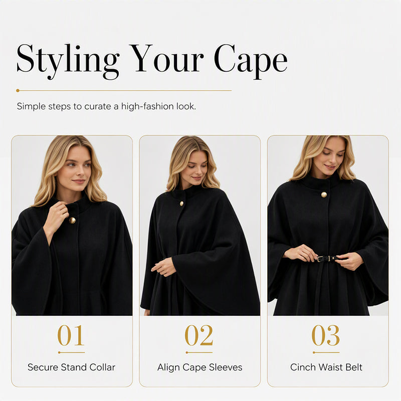 🌸 Women's Elegant Stand Collar Cape Coat