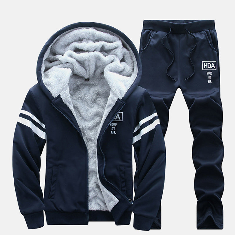 Men's Thickened Hooded Sweatshirt & Pants Set