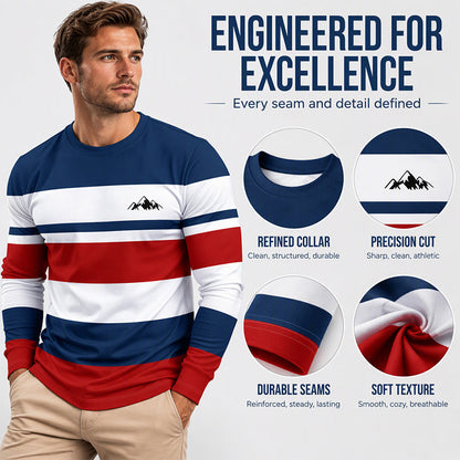 👕 Timeless Pattern, Easy Everyday Comfort | Men's Striped Crewneck Long Sleeve Top