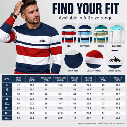 👕 Timeless Pattern, Easy Everyday Comfort | Men's Striped Crewneck Long Sleeve Top