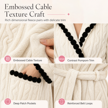 🎀 Thick Long Sleeve Knit Plush Bathrobe