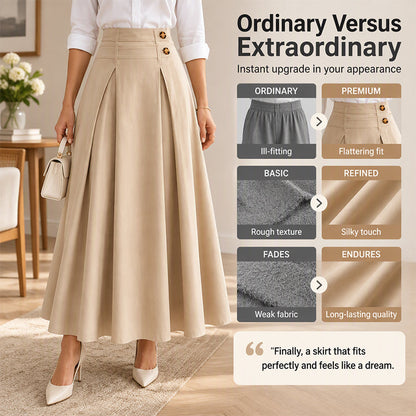 👗 Flattering Fit, All-Day Comfort | Women's High-Waisted Pleated A-Line Maxi Skirt
