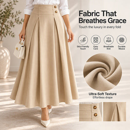 👗 Flattering Fit, All-Day Comfort | Women's High-Waisted Pleated A-Line Maxi Skirt