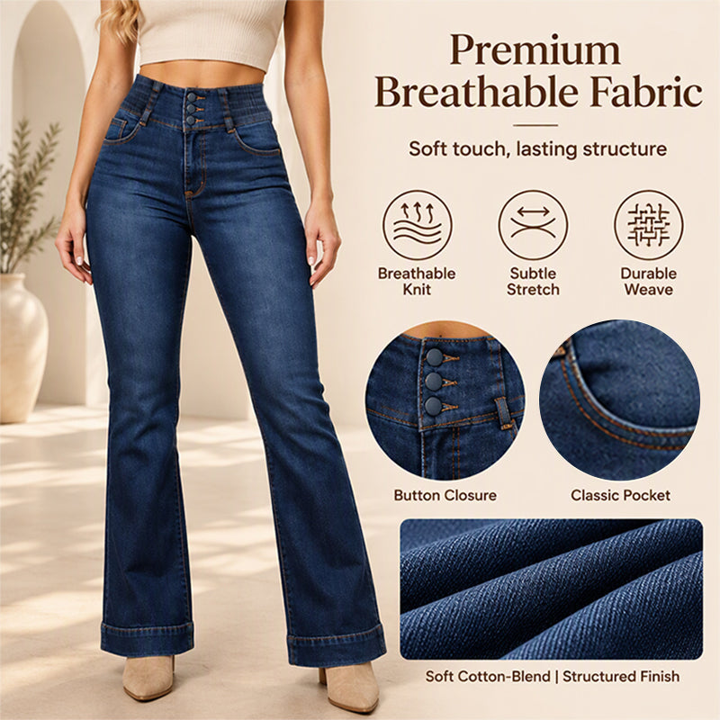 👖 Retro Flare Look, All-Day Stretch Comfort | Women's Elastic High-Waist Flare Jeans