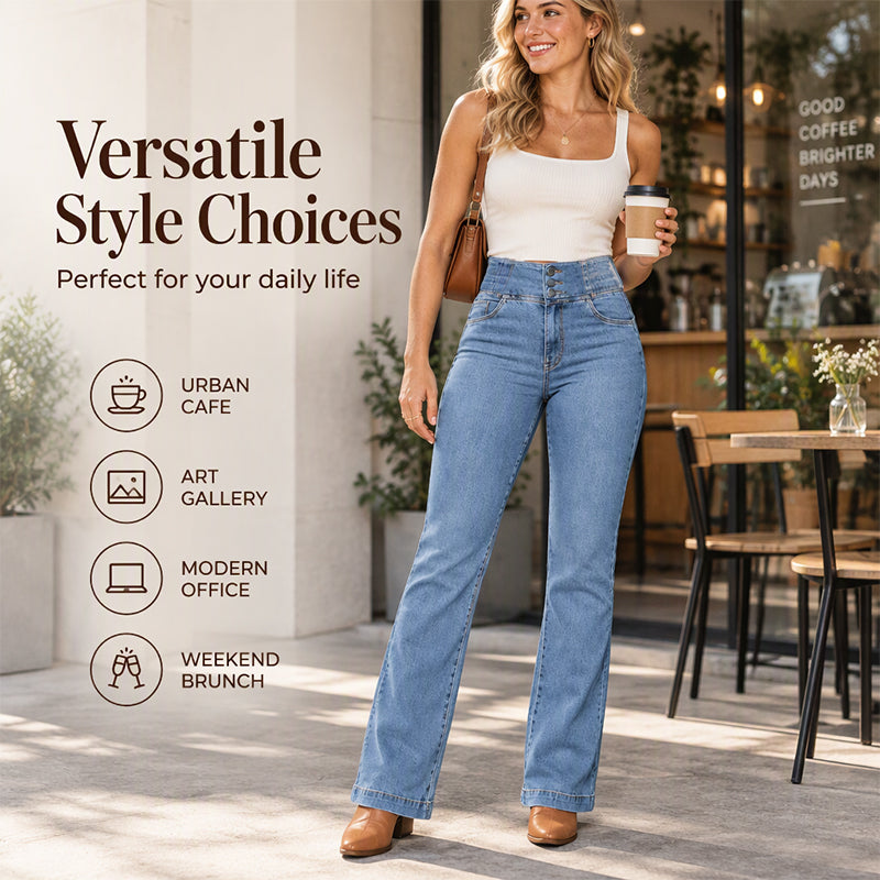👖 Retro Flare Look, All-Day Stretch Comfort | Women's Elastic High-Waist Flare Jeans