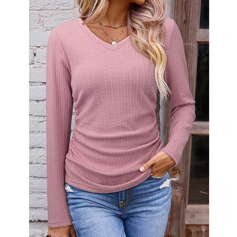 Women's Elegant V-Neck Knit Top