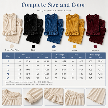 Women's Casual Two Piece Set Long Sleeve Top and Wide Leg Pants Autumn Winter Commuting Outfit