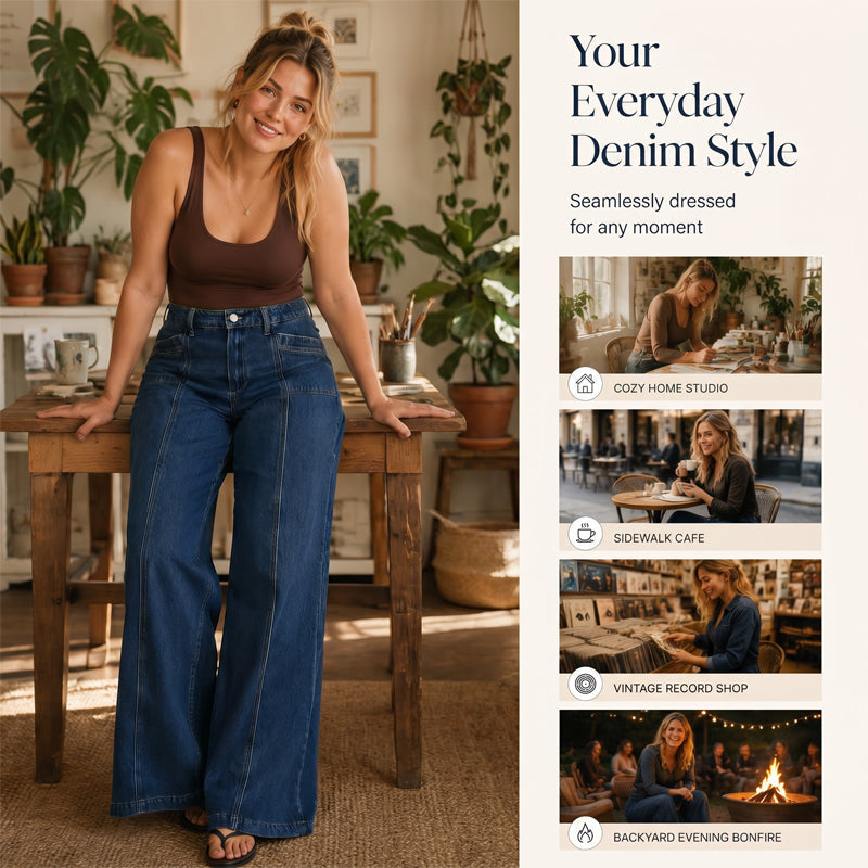 Women's High-Waisted Wide-Leg Jeans