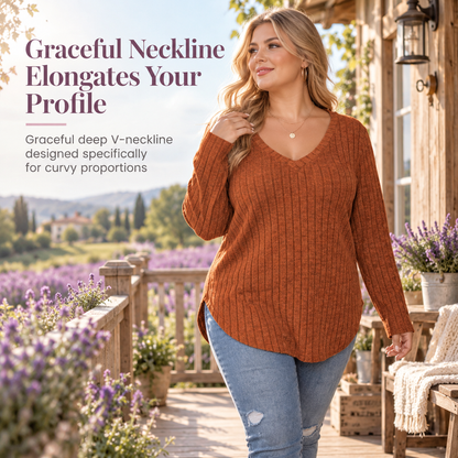 ☁️ Women's Plus Size Ribbed Brushed T-Shirt – Premium Material, Breathable & Always Cozy – A Must-Have for Your Wardrobe – Now 50% OFF!