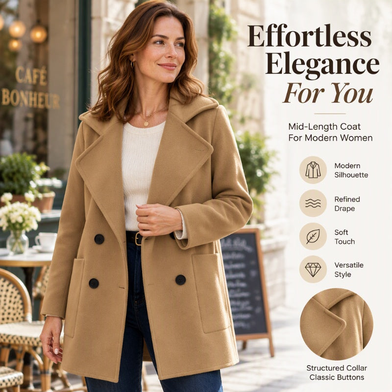 Women's Double-Breasted Lapel Collar Overcoat