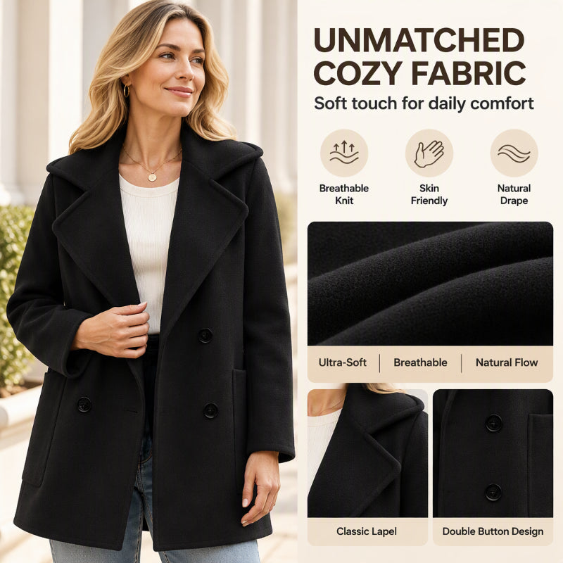 Women's Double-Breasted Lapel Collar Overcoat