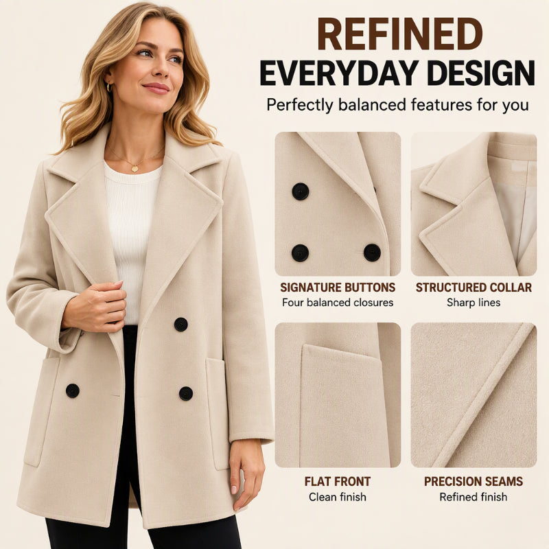 Women's Double-Breasted Lapel Collar Overcoat