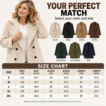 Women's Double-Breasted Lapel Collar Overcoat