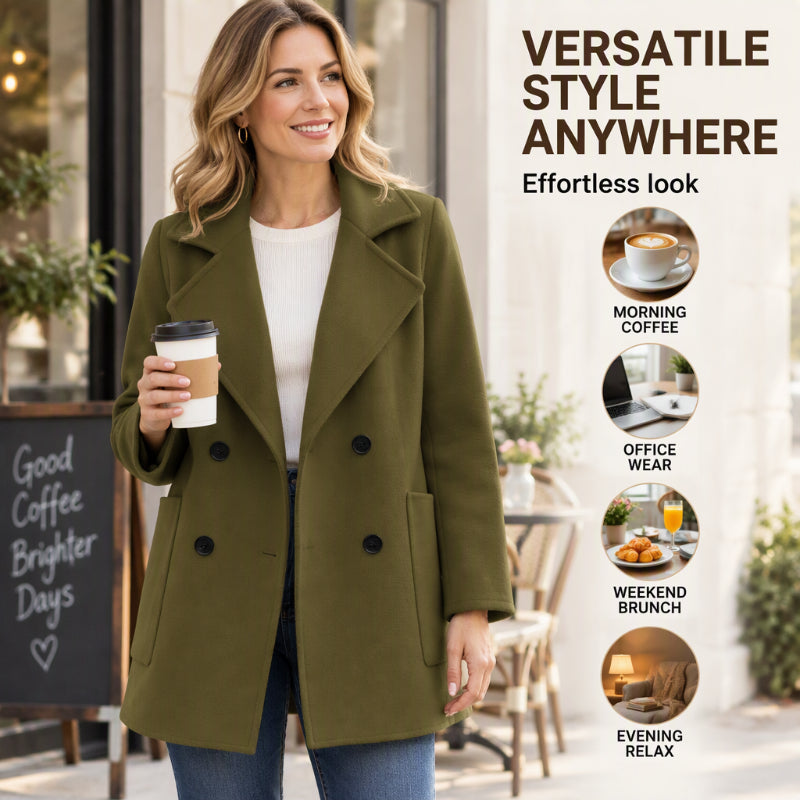 Women's Double-Breasted Lapel Collar Overcoat