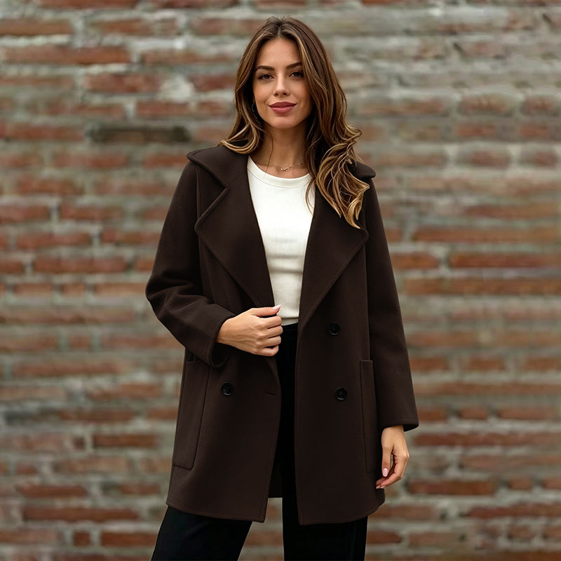 Women's Double-Breasted Lapel Collar Overcoat