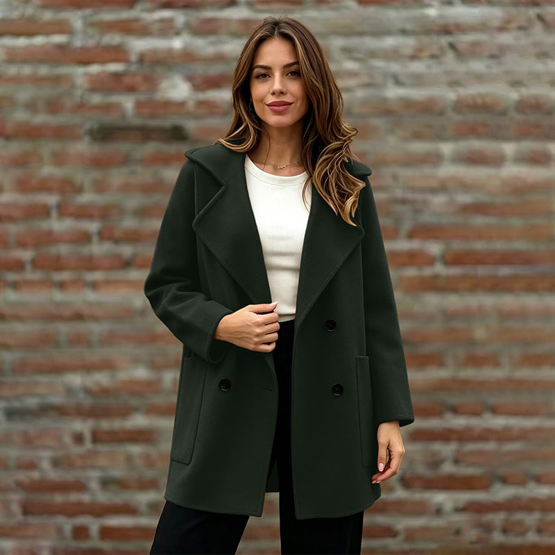 Women's Double-Breasted Lapel Collar Overcoat