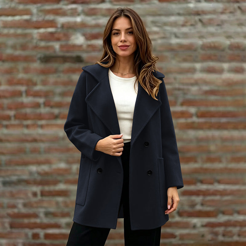 Women's Double-Breasted Lapel Collar Overcoat