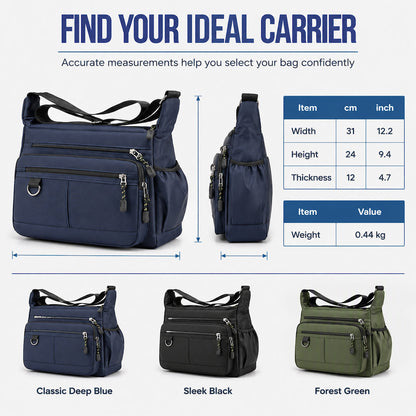 Men's Large Capacity Crossbody Bag Durable Multi Pocket Business Casual Shoulder Bag