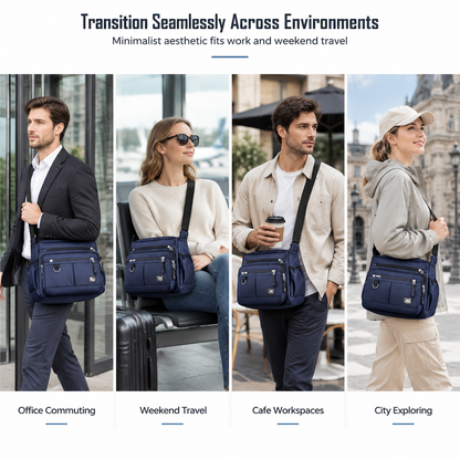 Men's Large Capacity Crossbody Bag Durable Multi Pocket Business Casual Shoulder Bag