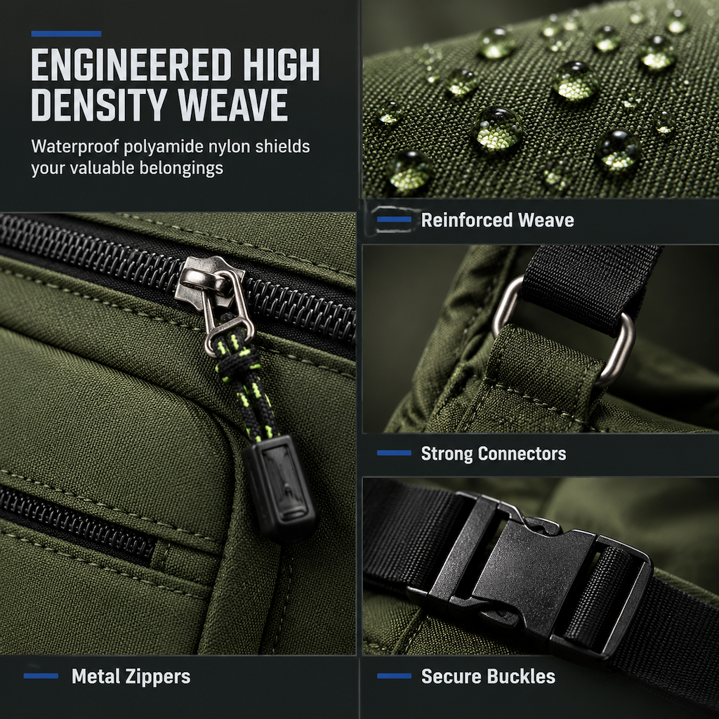 Men's Large Capacity Crossbody Bag Durable Multi Pocket Business Casual Shoulder Bag