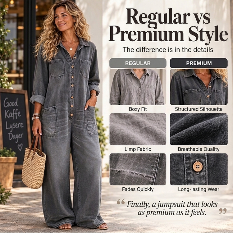 Women's Vintage Collared Denim Jumpsuit