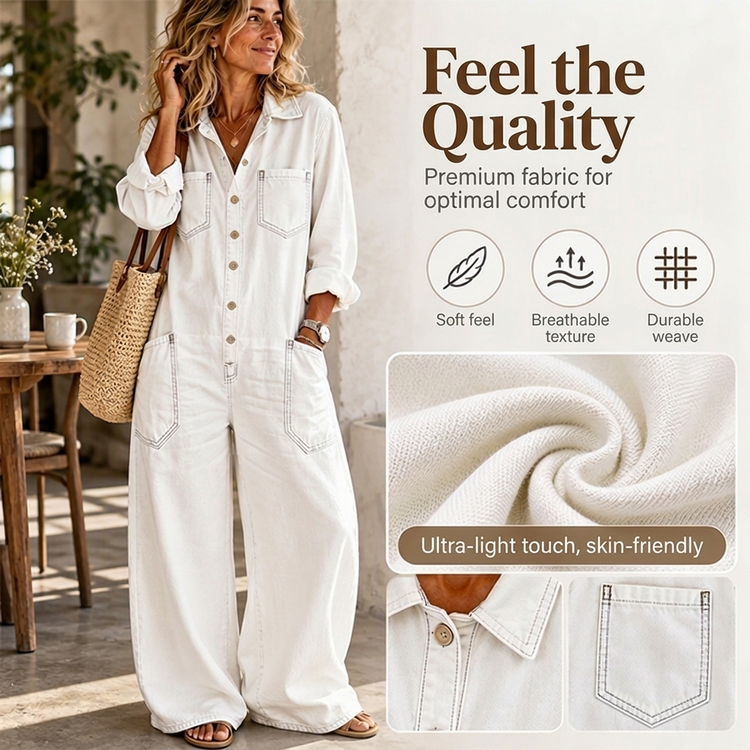 Women's Vintage Collared Denim Jumpsuit
