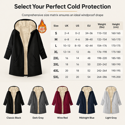 Women's Fabric Lined Hooded Warm Mid-Length Solid Color Long Sleeve Coat for Fall and Winter