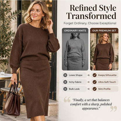 Women's Knit Crewneck Top & Midi Skirt Set🔥𝙁𝙧𝙚𝙚 𝙎𝙝𝙞𝙥𝙥𝙞𝙣𝙜