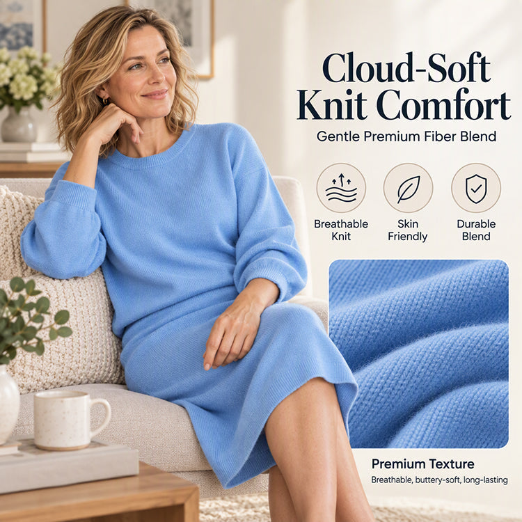 Women's Knit Crewneck Top & Midi Skirt Set🔥𝙁𝙧𝙚𝙚 𝙎𝙝𝙞𝙥𝙥𝙞𝙣𝙜
