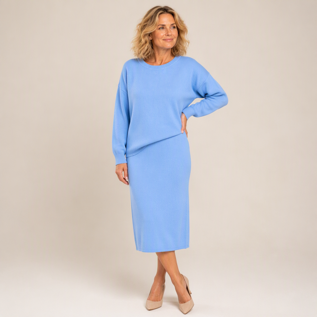 Women's Knit Crewneck Top & Midi Skirt Set🔥𝙁𝙧𝙚𝙚 𝙎𝙝𝙞𝙥𝙥𝙞𝙣𝙜