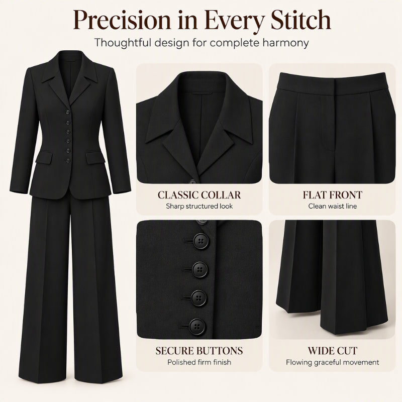 Women's Elegant Slim-Waist Blazer and Wide-Leg Pants Set🔥𝙁𝙧𝙚𝙚 𝙎𝙝𝙞𝙥𝙥𝙞𝙣𝙜