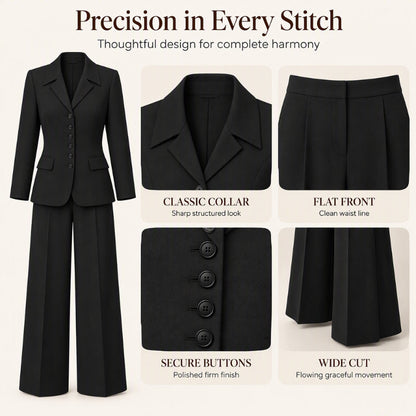 Women's Elegant Slim-Waist Blazer and Wide-Leg Pants Set🔥𝙁𝙧𝙚𝙚 𝙎𝙝𝙞𝙥𝙥𝙞𝙣𝙜