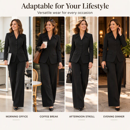 Women's Elegant Slim-Waist Blazer and Wide-Leg Pants Set🔥𝙁𝙧𝙚𝙚 𝙎𝙝𝙞𝙥𝙥𝙞𝙣𝙜