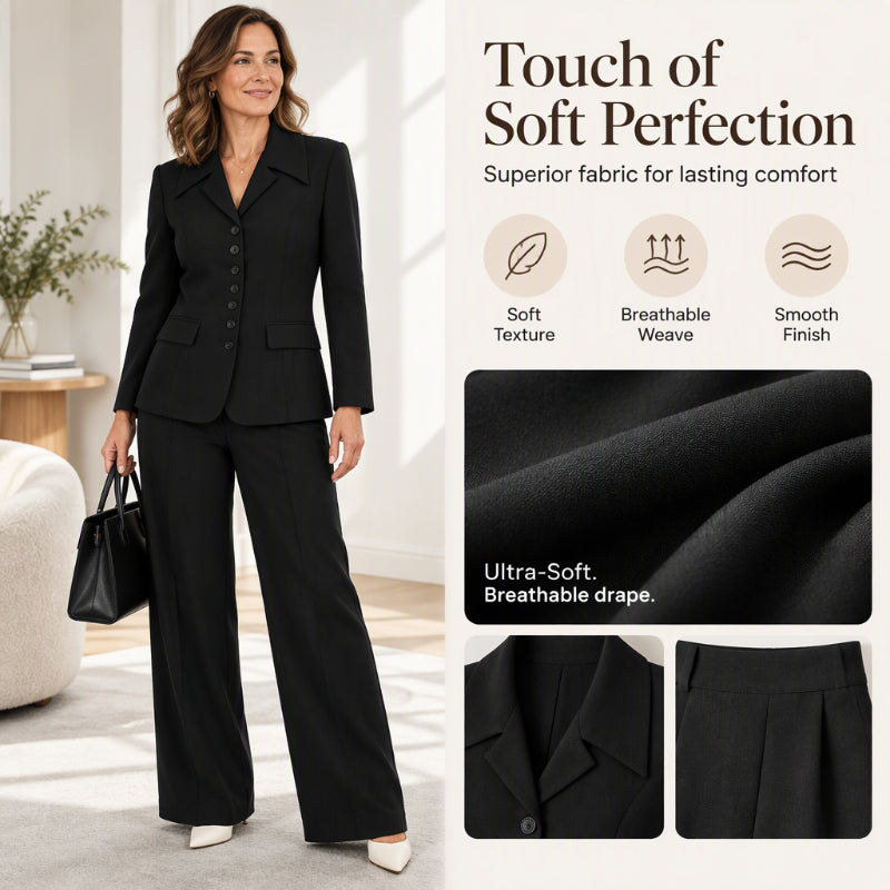 Women's Elegant Slim-Waist Blazer and Wide-Leg Pants Set🔥𝙁𝙧𝙚𝙚 𝙎𝙝𝙞𝙥𝙥𝙞𝙣𝙜