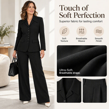 Women's Elegant Slim-Waist Blazer and Wide-Leg Pants Set🔥𝙁𝙧𝙚𝙚 𝙎𝙝𝙞𝙥𝙥𝙞𝙣𝙜